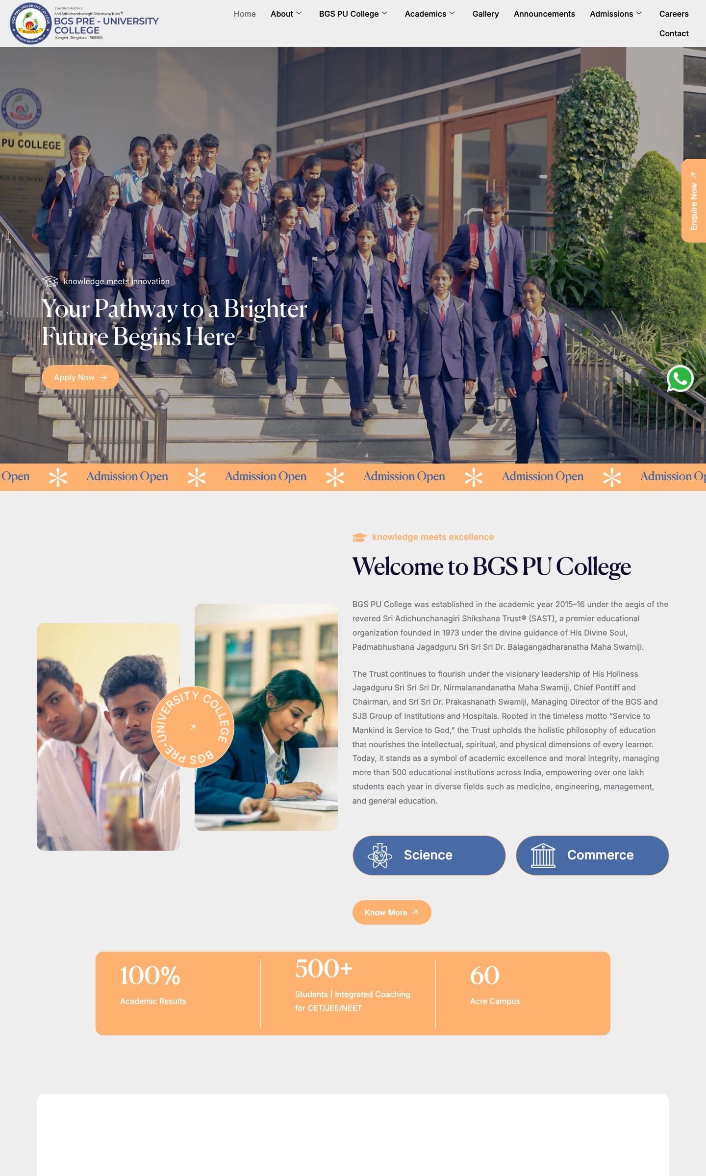 The BGS PU website home page